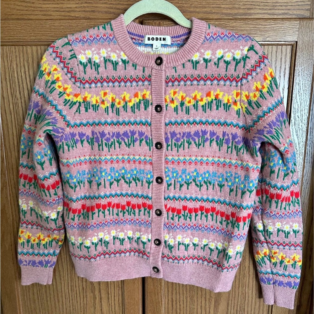 ISO: Boden Women's Pink Patterned Sweater